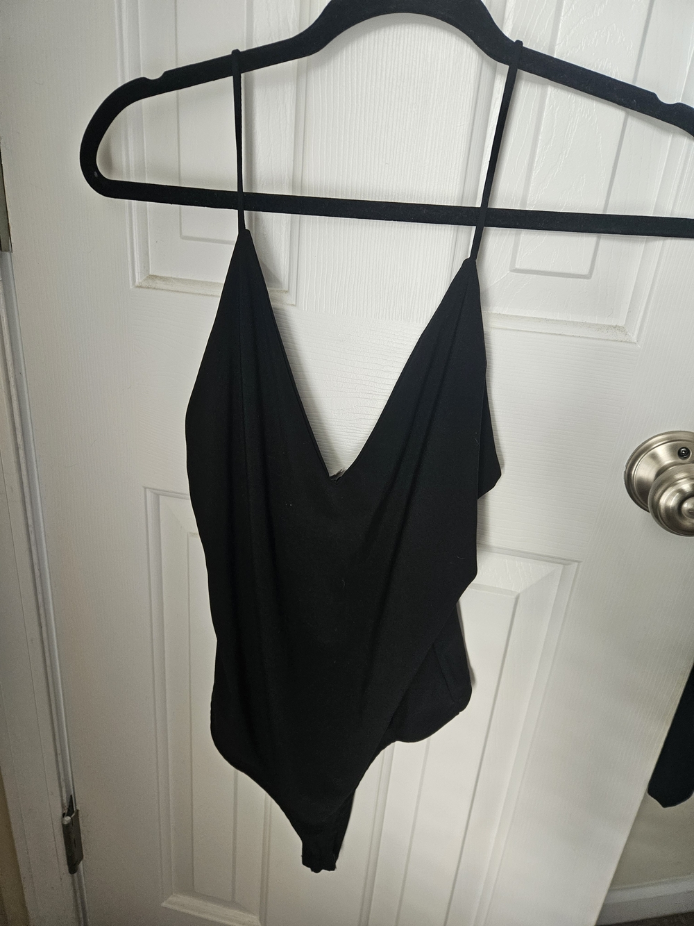 Fashion Nova Black V-Neck Spaghetti Strap Bodysuit
